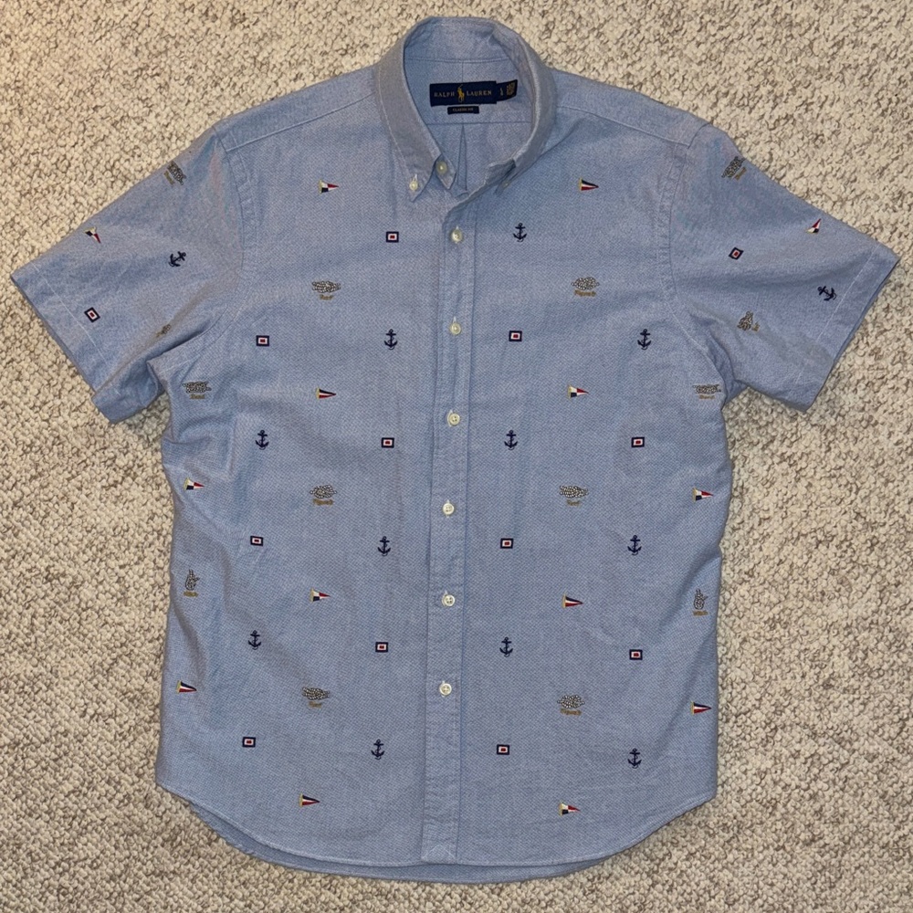 Polo Ralph Lauren Nautical Blue Short Sleeve Button Up